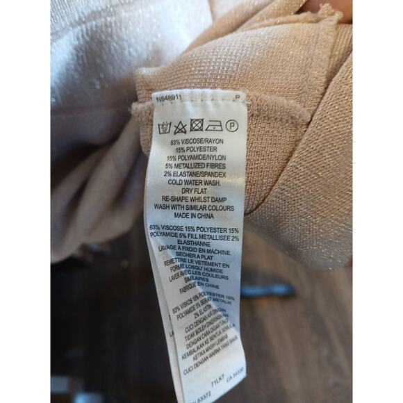 French Connection Champagne Womens Size 12 Bandage Sheath Dress Cap Sleeves NWT - Picture 6 of 11